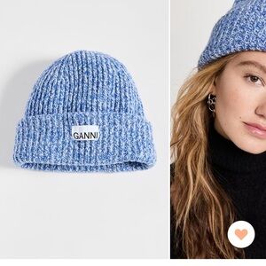GANNI structured rib beanie brand new with tags in blue
